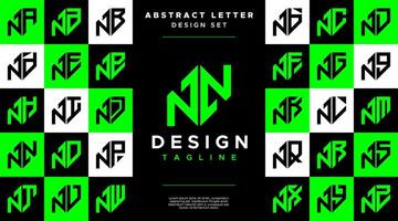 Modern sharp line abstract letter N NN logo bundle vector