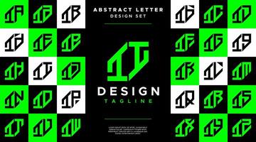 Modern sharp line abstract letter I II logo bundle vector