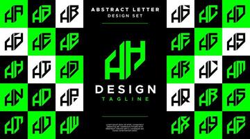 Modern sharp line abstract letter H HH logo bundle vector