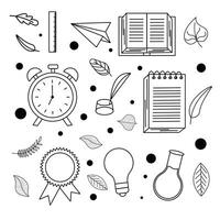 collection of black and white back to school icons doodle vector