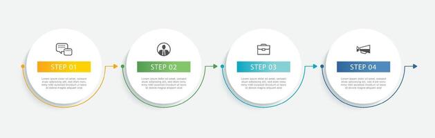 Infographics circle timeline with 4 number data template. Illustration abstract background. vector