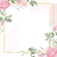 watercolor pink rose flower bouquet wreath frame collection vector