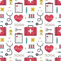 Doctors Day Seamless Pattern Design with Medical Equipment in Template Hand Drawn Cartoon Flat Illustration vector