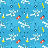 Doctors Day Seamless Pattern Design with Medical Equipment in Template Hand Drawn Cartoon Flat Illustration vector