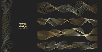 Abstract background with gold line wave. Luxury style. Tech pattern. Curved wavy line, smooth stripe. illustration. vector