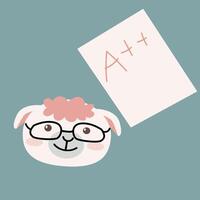 cute animal sheep in eyeglass with grade sheep vector