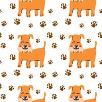 Seamless pattern with dog terrier and pow, illustration vector