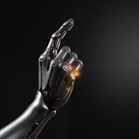 Hand of robot point gesture. Concept idea, innovation. Technology future, progress digital information photo