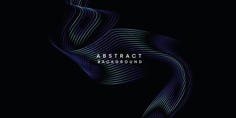 Abstract data visualization, geometric dark blue, orange, green gradient waving lines technology background. Purple, navy blue, red gradient futuristic geometric shiny wave pattern banner background