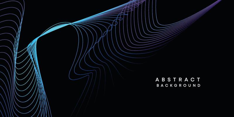 Abstract data visualization, geometric dark blue, orange, green gradient waving lines technology background. Purple, navy blue, red gradient futuristic geometric shiny wave pattern banner background