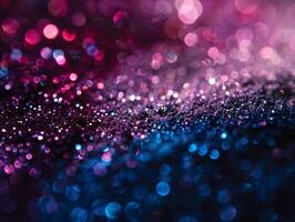 Decorative purple sparkles background. Magical glow. Macro photography, bokeh photo