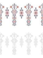 Traditional ethnic motifs ikat geometric fabric pattern cross stitch.Ikat embroidery Ethnic coloring paint pixel white background. Abstract,illustration. Texture,decoration,wallpaper. vector