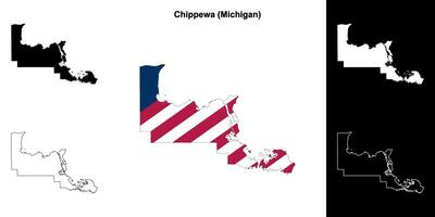 Chippewa County, Michigan outline map set vector