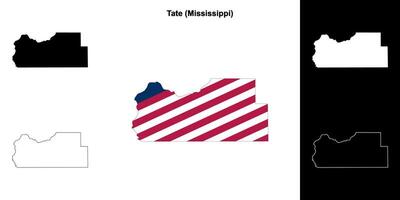 Tate County, Mississippi outline map set vector