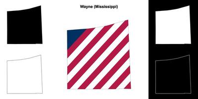 Wayne County, Mississippi outline map set vector