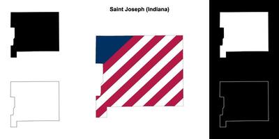 Saint Joseph County, Indiana outline map set vector