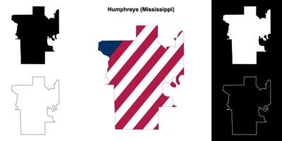 Humphreys County, Mississippi outline map set vector