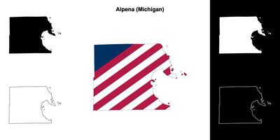 Alpena County, Michigan outline map set vector