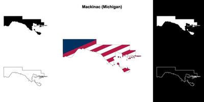 Mackinac County, Michigan outline map set vector