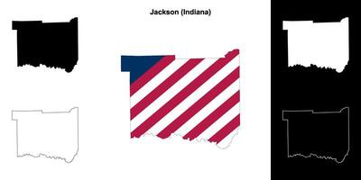 Jackson County, Indiana outline map set vector