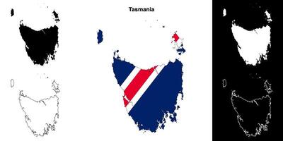 Tasmania blank outline map set vector