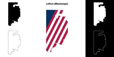 Leflore County, Mississippi outline map set vector