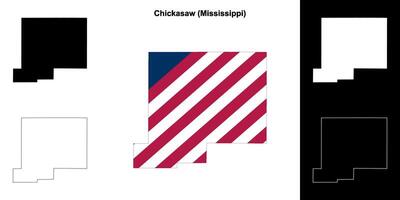 Chickasaw County, Mississippi outline map set vector