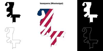 Issaquena County, Mississippi outline map set vector