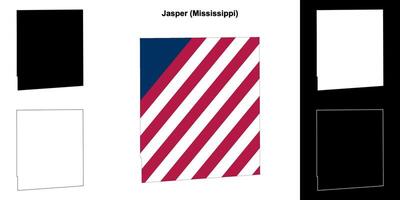 Jasper County, Mississippi outline map set vector