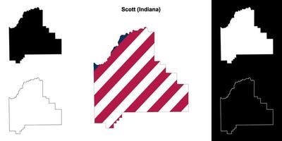 Scott County, Indiana outline map set vector