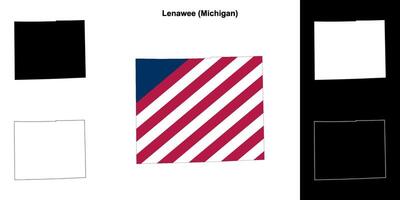 Lenawee County, Michigan outline map set vector