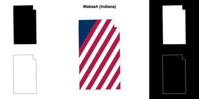 Wabash County, Indiana outline map set vector