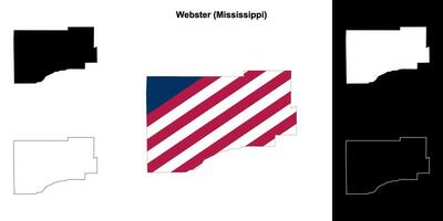 Webster County, Mississippi outline map set vector