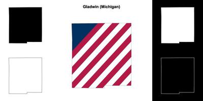 Gladwin County, Michigan outline map set vector
