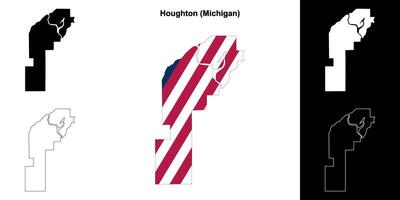 Houghton County, Michigan outline map set vector