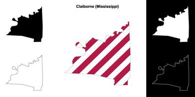 claiborne condado, Misisipí contorno mapa conjunto vector
