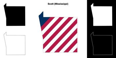 Scott County, Mississippi outline map set vector