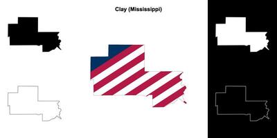 Clay County, Mississippi outline map set vector
