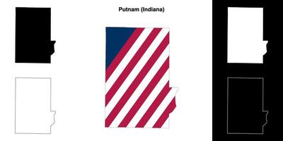 Putnam County, Indiana outline map set vector