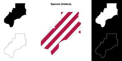 Spencer condado, Indiana contorno mapa conjunto vector