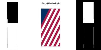 Perry County, Mississippi outline map set vector