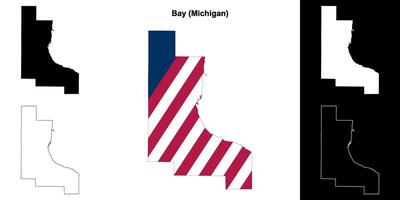 Bay County, Michigan outline map set vector