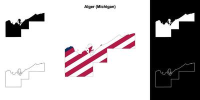 Alger County, Michigan outline map set vector