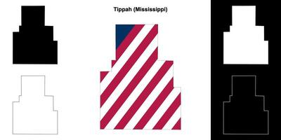 Tippah County, Mississippi outline map set vector