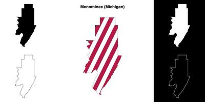 Menominee County, Michigan outline map set vector