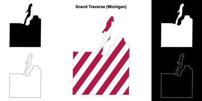 Grand Traverse County, Michigan outline map set vector