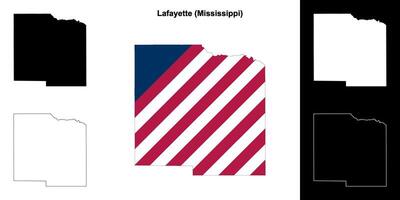 Lafayette County, Mississippi outline map set vector