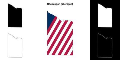 Cheboygan County, Michigan outline map set vector