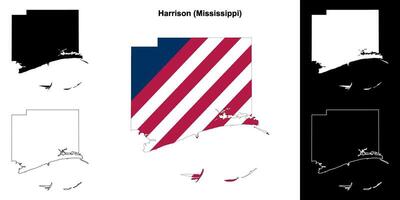 Harrison County, Mississippi outline map set vector