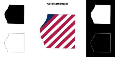 Oceana County, Michigan outline map set vector